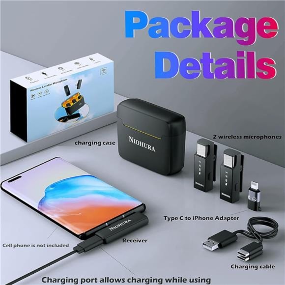 Dual Wireless Lavalier Microphone, Noise Cancellation, Charging Case - Picture 8 of 8